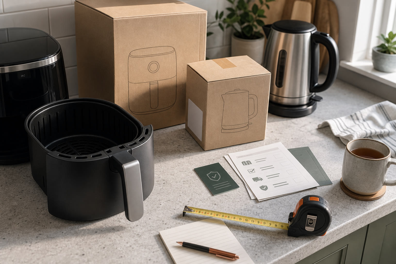 Countertop appliances arranged for a retailer deal check